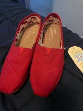 Toms Red Canvas Slip-On Shoes